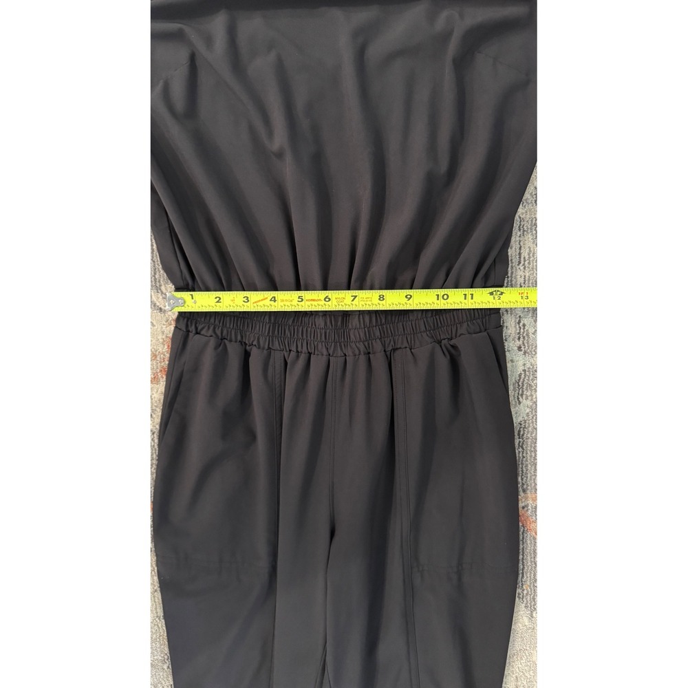 Athleta Black Sleeveless Scoop Neck Elastic Waist Tapered Leg Jumpsuit Size 4 - Picture 6 of 7